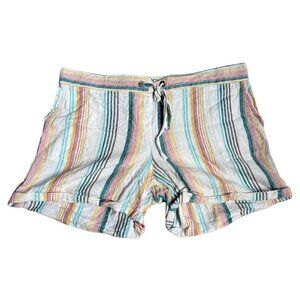 Per Se Striped Linen Drawstring Shorts Sz XL Womens MultiColor Wide Leg Shorts